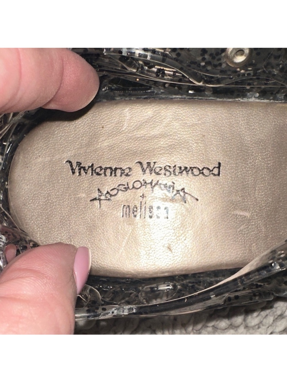Vivienne Westwood Anglomania Black Glitter Jelly Wedge Sandal - Picture 2 of 11
